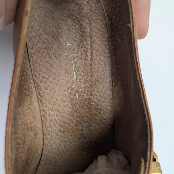 1980s Vintage Proposta Italian Leather Loafers with Western Buckle Brown Size 37 - Picture 6 of 13